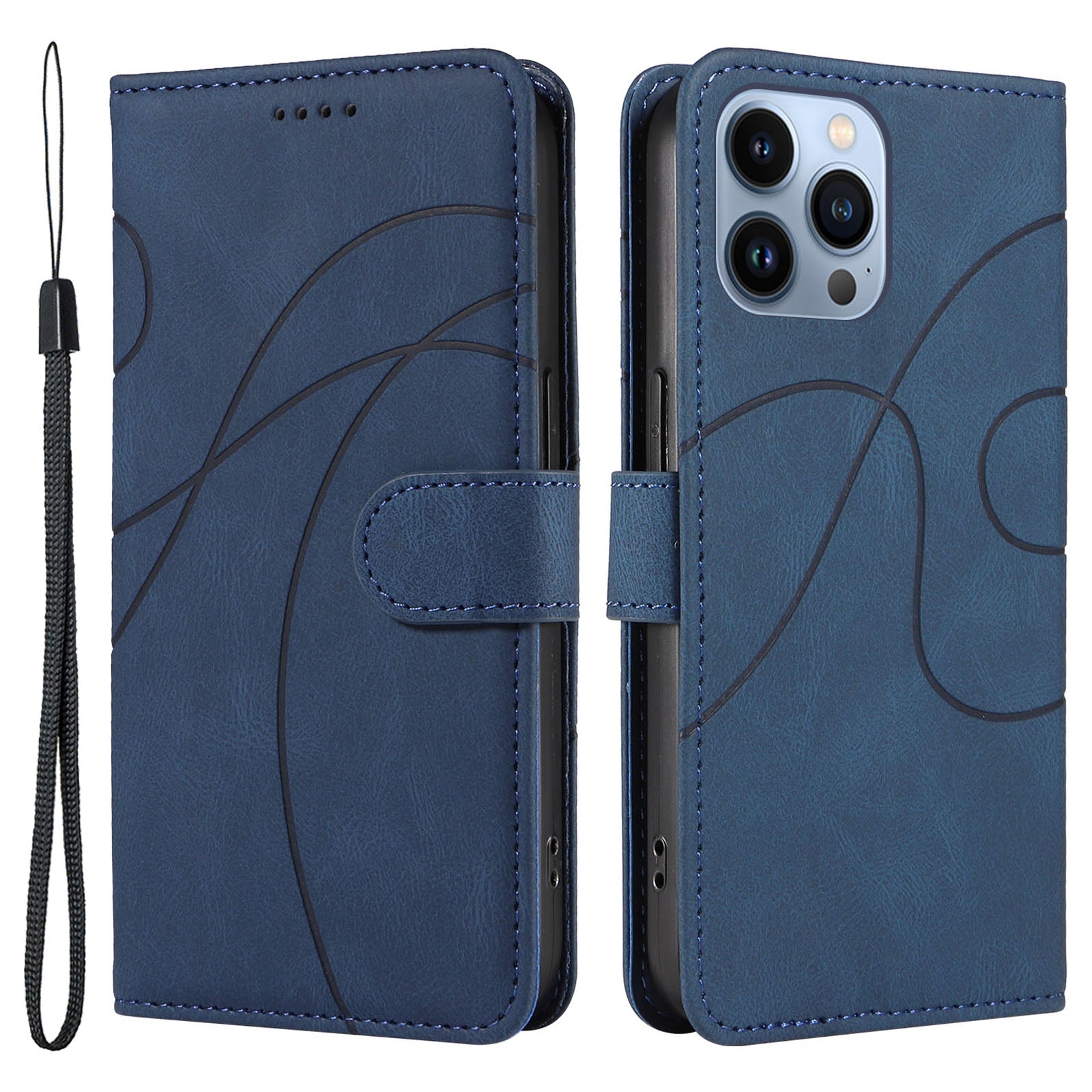 For iPhone 13 Pro Imprinted Line Wallet Case PU Leather Stand Phone Cover For iPhone 13 Pro Imprinted Line Wallet Case PU Leather Stand Phone Cover